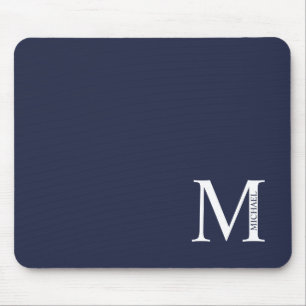 Navy Blue Personalisiert Monogram und Name Mousepad