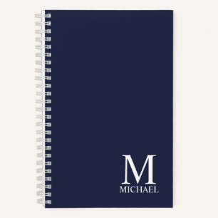 Navy Blue Personalisiert Monogram und Name Notizbuch