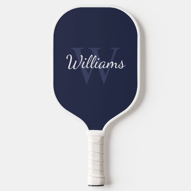 Navy Blue Personalisiert Monogram und Name Pickleball Schläger (Vorderseite)
