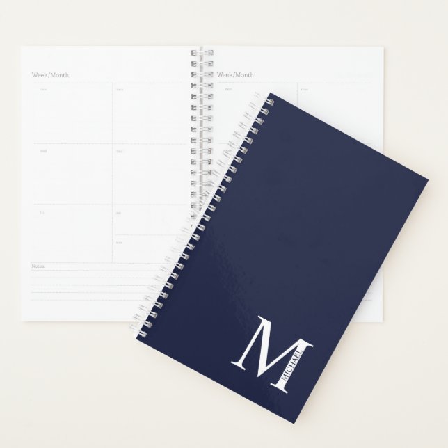 Navy Blue Personalisiert Monogram und Name Planer (Anzeige)