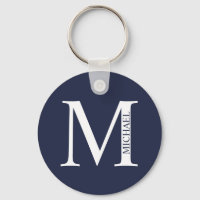Navy Blue Personalisiert Monogram und Name Schlüss