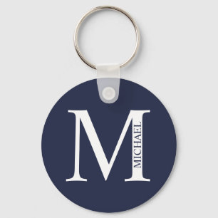 Navy Blue Personalisiert Monogram und Name Schlüss Schlüsselanhänger