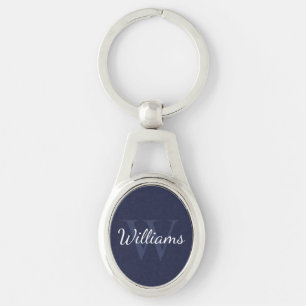 Navy Blue Personalisiert Monogram und Name Schlüsselanhänger