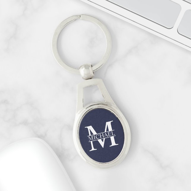 Navy Blue Personalisiert Monogram und Name Schlüsselanhänger (Von Creator hochgeladen)