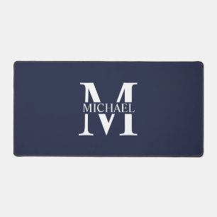 Navy Blue Personalisiert Monogram und Name Schreibtischunterlage