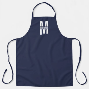 Navy Blue Personalisiert Monogram und Name Schürze