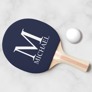 Navy Blue Personalisiert Monogram und Name Tischtennis Schläger