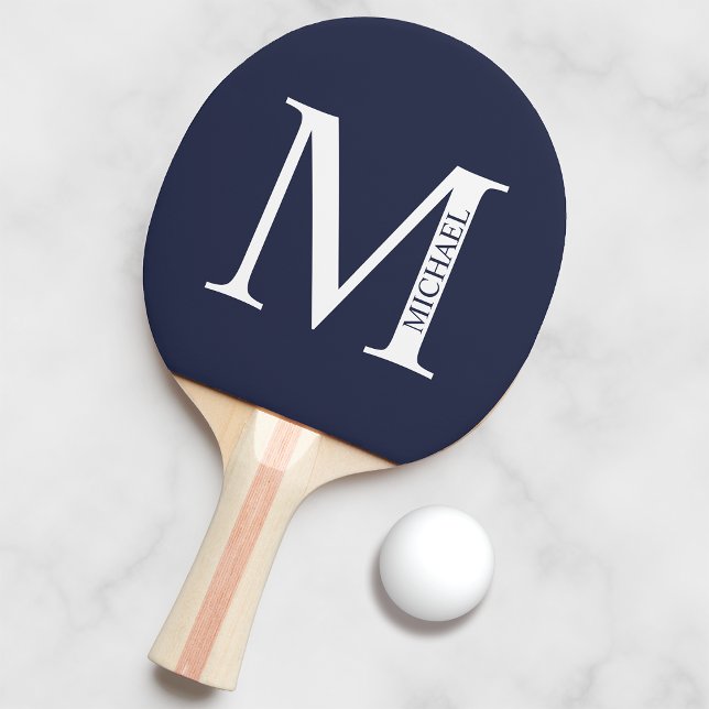 Navy Blue Personalisiert Monogram und Name Tischtennis Schläger (Von Creator hochgeladen)