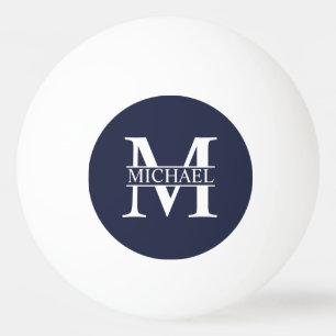 Navy Blue Personalisiert Monogram und Name Tischtennisball
