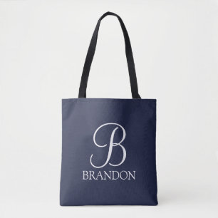 Navy Blue Personalisiert Script Monogram und Name