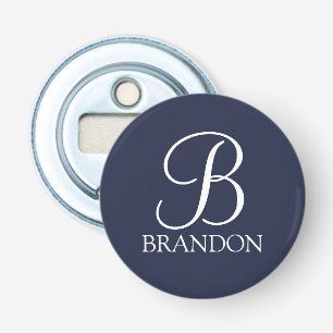 Navy Blue Personalisiert Script Monogram und Name Flaschenöffner
