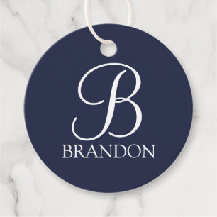 Navy Blue Personalisiert Script Monogram und Name Geschenkanhänger