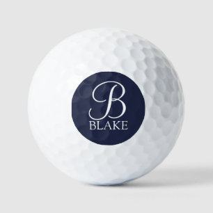 Navy Blue Personalisiert Script Monogram und Name Golfball