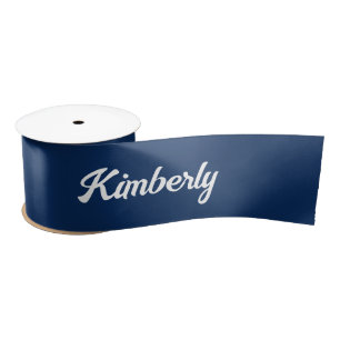 Navy Blue Personalisiert Script Name School Satinband