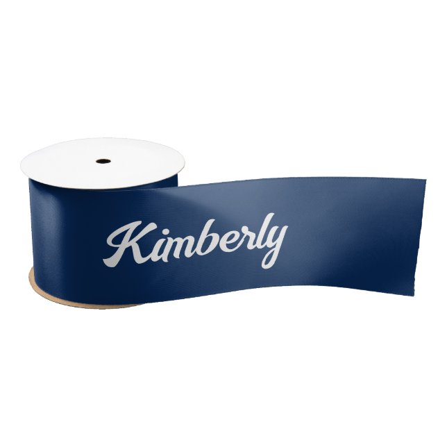 Navy Blue Personalisiert Script Name School Satinband (Spule)