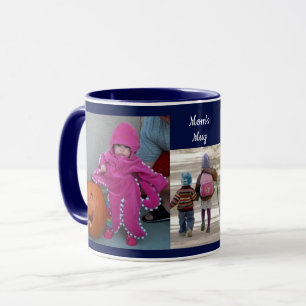 Navy Blue Personalize 3 FOTO TEMPLATE Geschenk Kaf Tasse