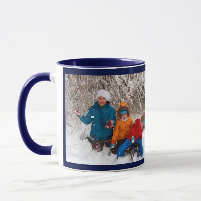 Navy Blue Personalize Foto Template Geschenk Kaffe Tasse (Links)