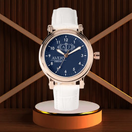 Navy Blue Personalized Custom Monogram Luxury Gift Armbanduhr