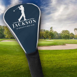 Navy Blue Personalized Monogram Golf Swing Golf Headcover<br><div class="desc">This design features a golfer swinging a club and has two text fields that you can use to personalize it - perhaps with a name and golf club.</div>