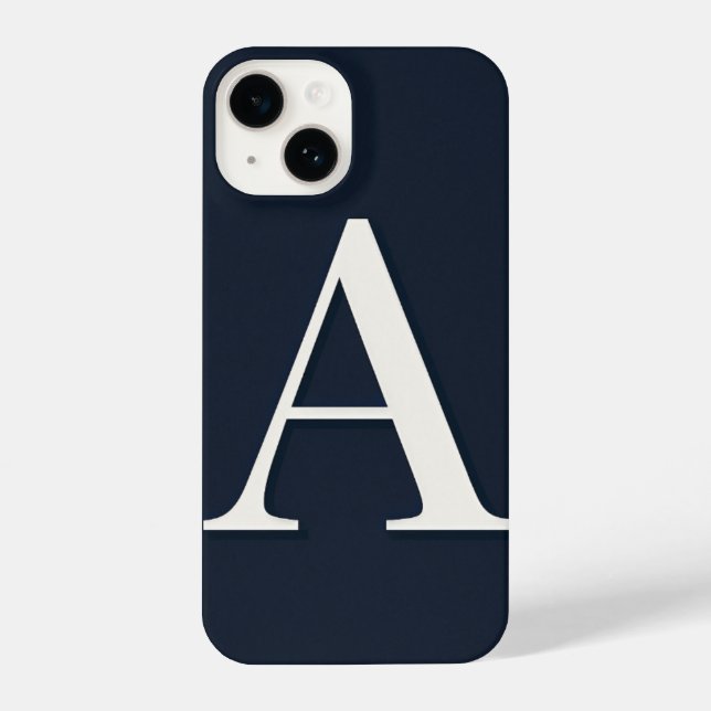 Navy Blue Phone Case with Bold White Trendy iPhone Hülle (Rückseite)