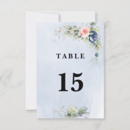 Navy Blue & Pink Blush Tischnummer Doppelseitig
