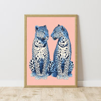 Navy Blue Pink Cheetah Leopard Preppy Girly Dorm