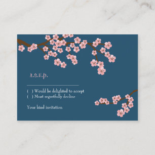 Navy Blue & Pink Cherry Blossom Spring UAWG Begleitkarte