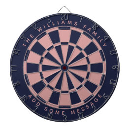 Navy Blue Pink Custom Family Name Message Classic Dartscheibe