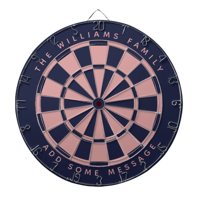 Navy Blue Pink Custom Family Name Message Classic Dartscheibe (vorne)