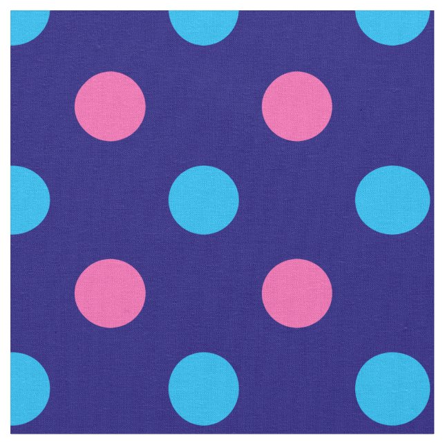 Navy Blue Pink Cyan Polka Dot Pattern Stoff (Nahaufnahme)