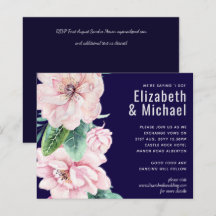 Navy Blue Pink Floral Modernes Hochzeitsbudget