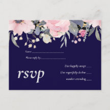 Navy Blue Pink Floral Modernes Hochzeitsbudget
