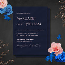 Navy Blue & Pink Moderne Minimalistische Hochzeit