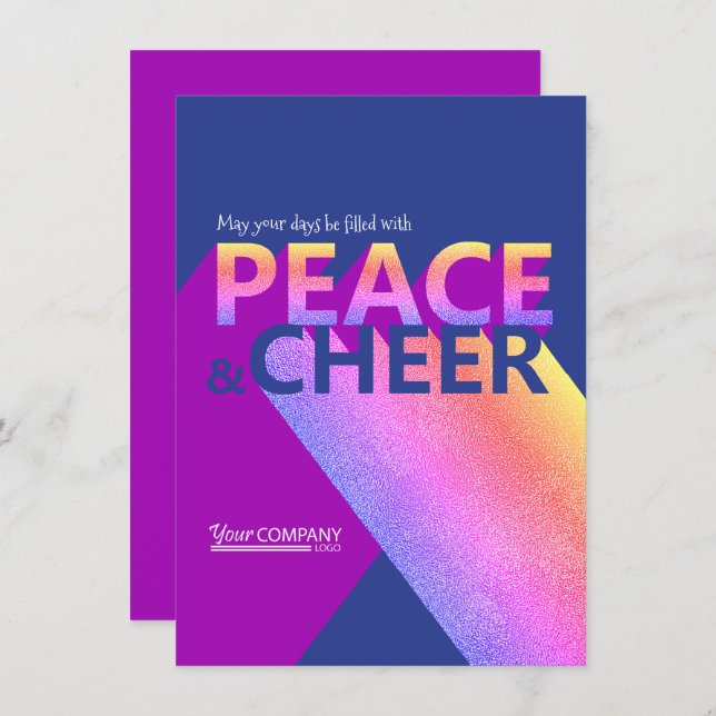 Navy Blue, Pink, Word Art Company Holiday Card Einladung (Vorne/Hinten)