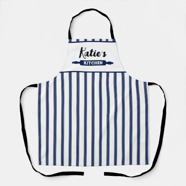 Navy Blue Pinstripe Custom Schürze (Vorderseite)