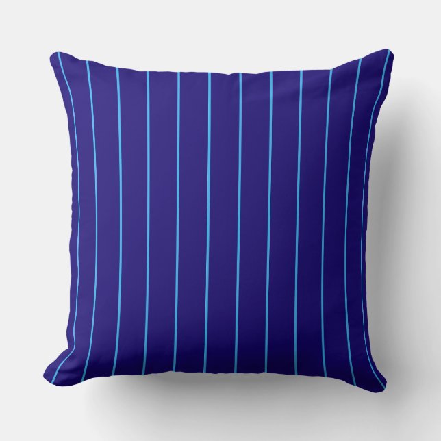 Navy Blue Pinstripe Throw Pillow | Modern Coastal  Kissen (Vorderseite)