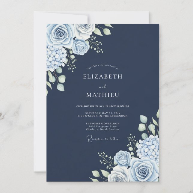 Navy Blue Polar Winter Wedding Einladung (Vorderseite)