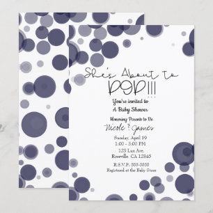 Navy Blue Polka Dot Bubbles Sie ist im Begriff zum Einladung