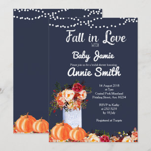 Navy Blue Pumpkin Baby Dusche Einladung