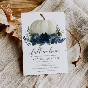 Navy Blue Pumpkin Fall in Liebe Brautparty Einladung
