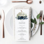 Navy Blue Pumpkin Hochzeit im Herbst Menu oder Dus Menükarte<br><div class="desc">Schauen Sie sich Ihr köstliches Menü auf diesen schönen Karten an - perfekte Größe für jeden Teller! Dieses Design verfügt über einen schönen Script-Schriftart und einen wunderschönen Navy Blue Pumpkin Fall Blumenstrauß. Editieren Sie einfach die Essensartikel! Sehen Sie sich die Kollektion für weitere passende Artikel an!</div>