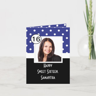 Navy Blue Punkt 16 . Geburtstag Karte