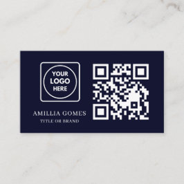 Navy Blue QR Code | Modern Custom Contact Design Visitenkarte