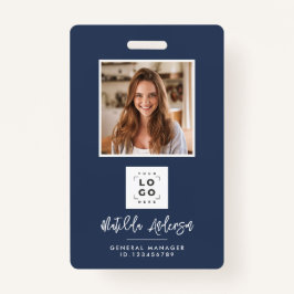 Navy Blue QR Code Modernstes minimales Foto abstra Ausweis