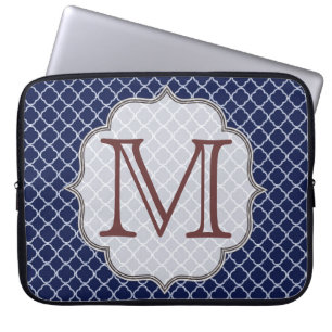 Navy Blue Quarterfolie Monogram 15" Notebook-Gehäu Laptopschutzhülle