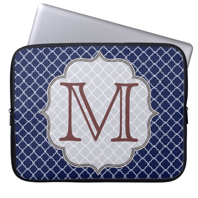 Navy Blue Quarterfolie Monogram 15" Notebook-Gehäu Laptopschutzhülle (Vorderseite)