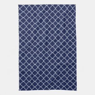 Navy Blue Quarterfolie Monogram Küchentücher Handt