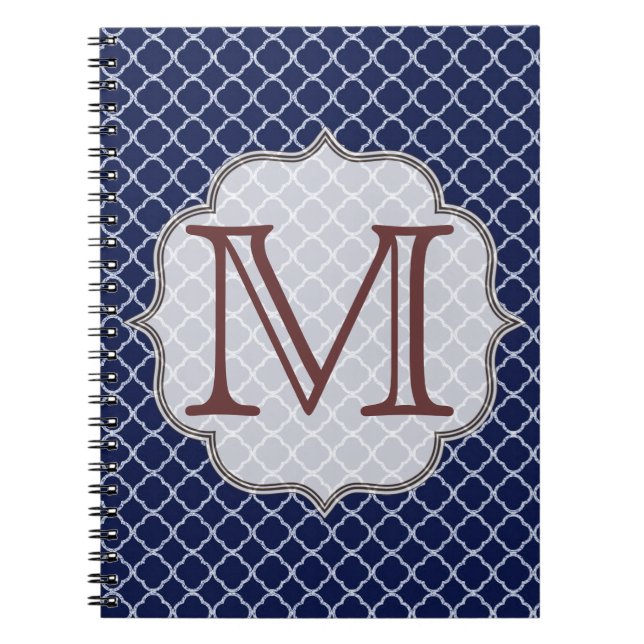 Navy Blue Quaterfoil Latti Monogram Note Book Notizblock (Vorderseite)