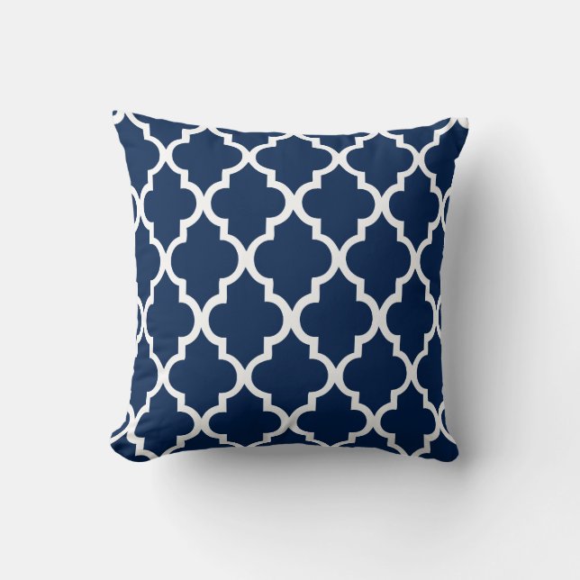 Navy Blue Quatrefoil Pattern Kissen (Vorderseite)