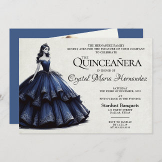 Navy Blue Quinceañera Einladung